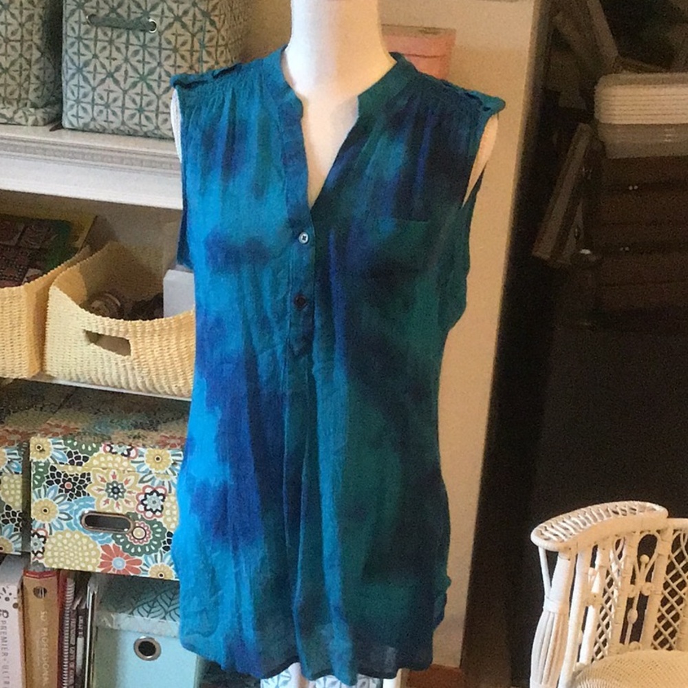 Sleeveless Multi Teal Top
